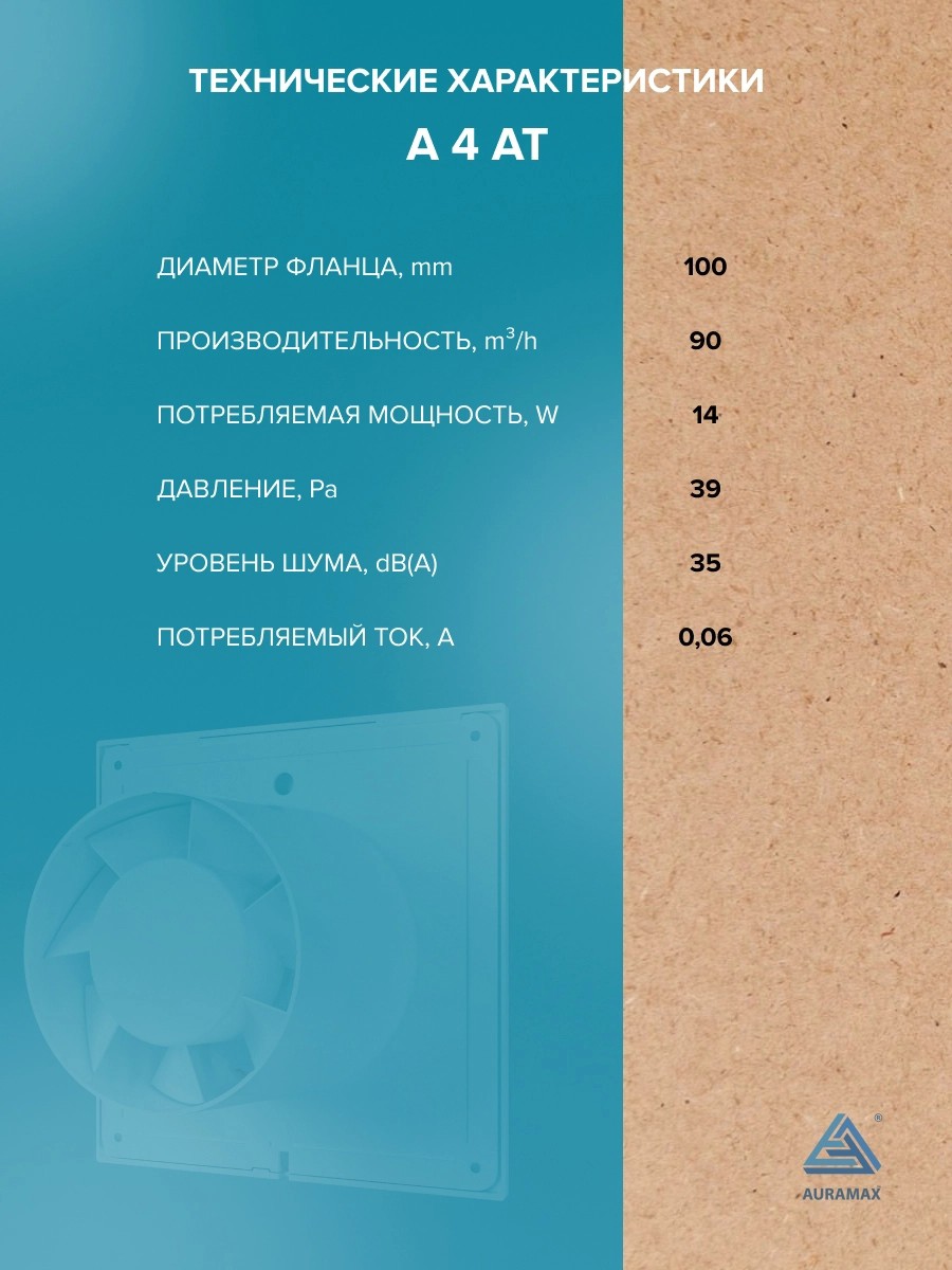 Вентилятор накладной A D100 AT AURAMAX