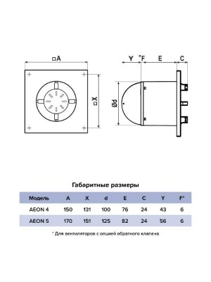 Вентилятор накладной AEON D100 обр.клапан DICITI